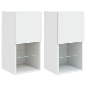 vidaXL 2 db feh&eacute;r TV-szekr&eacute;ny LED-l&aacute;mp&aacute;kkal 30,5x30x60 cm