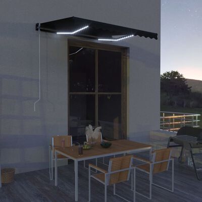 vidaXL antracit szélérzékelős és LED-es behúzható napellenző 300x250cm
