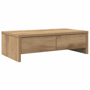 vidaXL k&eacute;zműves t&ouml;lgy szerelt fa monitor&aacute;llv&aacute;ny fi&oacute;kokkal 50x27x15 cm