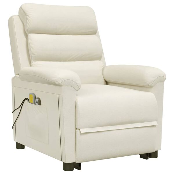 vidaXL krémszínű bársony felállást segítő masszázsfotel