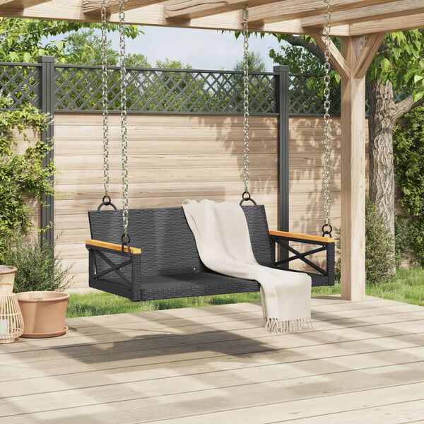 vidaXL fekete polyrattan hintapad 109 x 62 x 40 cm
