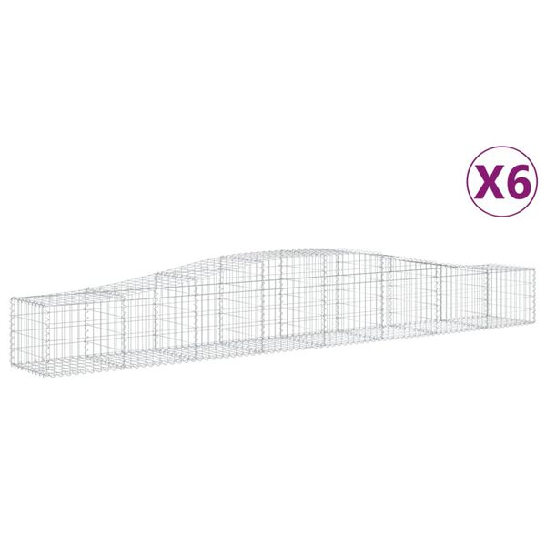 vidaXL 6 db &iacute;ves horganyzott vas gabion kos&aacute;r 400x50x40/60 cm