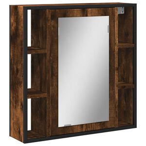 vidaXL f&uuml;st&ouml;lt t&ouml;lgy szerelt fa t&uuml;kr&ouml;s f&uuml;rdőszobaszekr&eacute;ny 60x16x60 cm