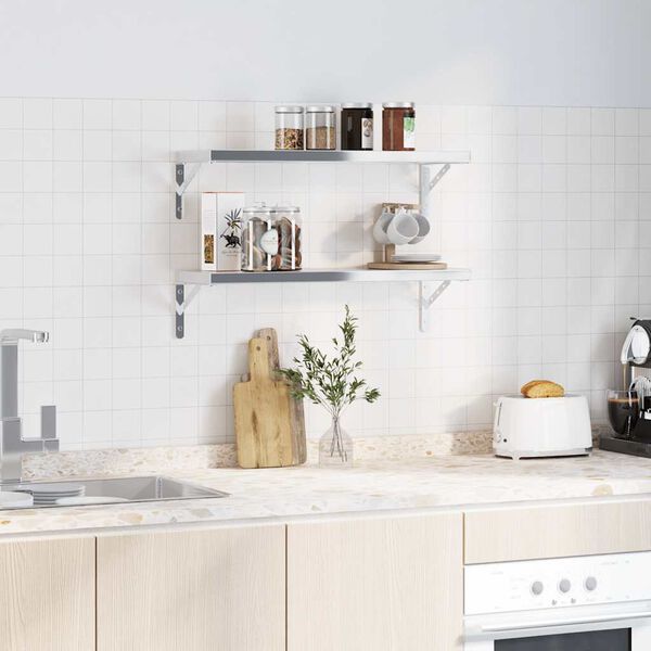 vidaXL 4 db ez&uuml;stsz&iacute;nű rozsdamentes ac&eacute;l polctart&oacute; 23,5x2,5x15,5 cm