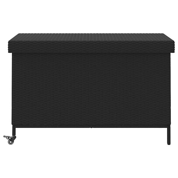 vidaXL fekete polyrattan kerti tárolóláda kerekekkel 110x55x73 cm