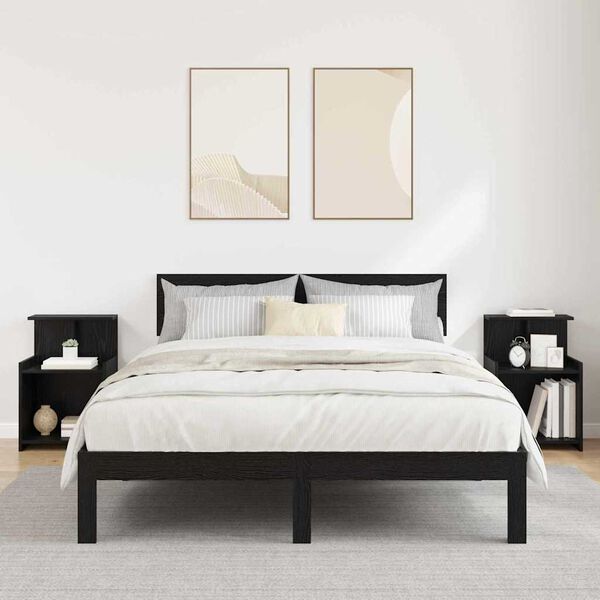vidaXL &Eacute;jjeliszekr&eacute;ny 2 pcs Fekete t&ouml;lgy 40 x 35 x 60 cm Faanyag
