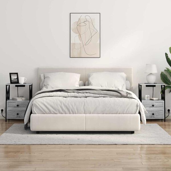 vidaXL &Eacute;jjeliszekr&eacute;ny fi&oacute;kkal Sz&uuml;rke Sonoma 40 x 31 x 60 cm Faanyag