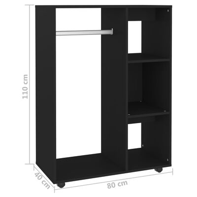 vidaXL fekete forgácslap ruhásszekrény 80 x 40 x 110 cm