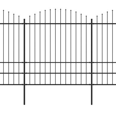 vidaXL fekete lándzsahegy tetejű acélkerítés (1,75-2) x 1,7 m