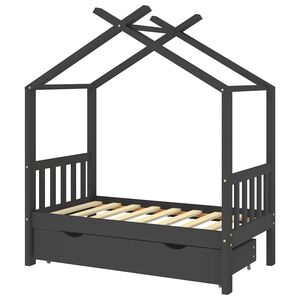 vidaXL s&ouml;t&eacute;tsz&uuml;rke t&ouml;m&ouml;r fenyőfa gyerek&aacute;gykeret fi&oacute;kkal 70 x 140 cm