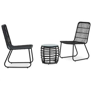 vidaXL 3-darabos fekete polyrattan bisztr&oacute;szett