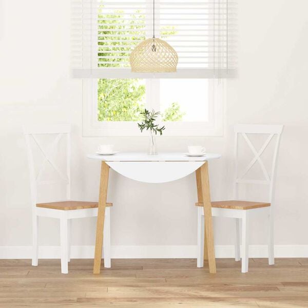 vidaXL 2 db fehér tömörfa gumiból készült étkezőszékek