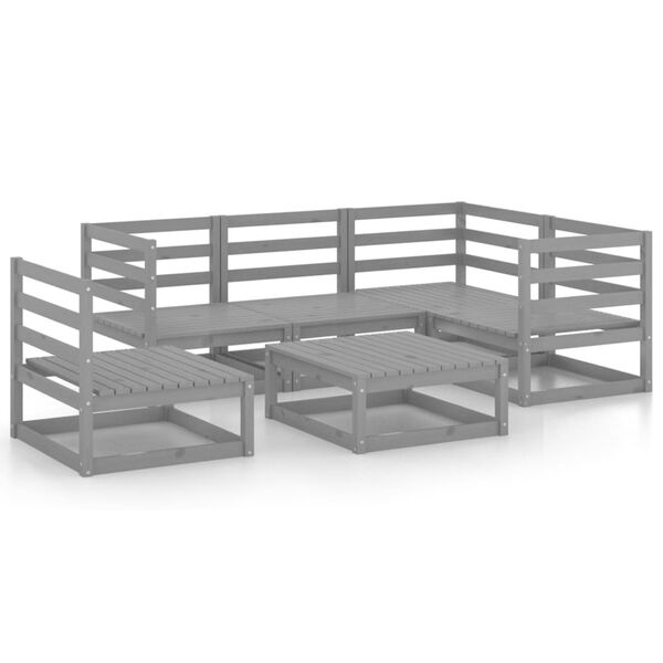 vidaXL 6 r&eacute;szes sz&uuml;rke t&ouml;m&ouml;r fenyőfa kerti &uuml;lőgarnit&uacute;ra