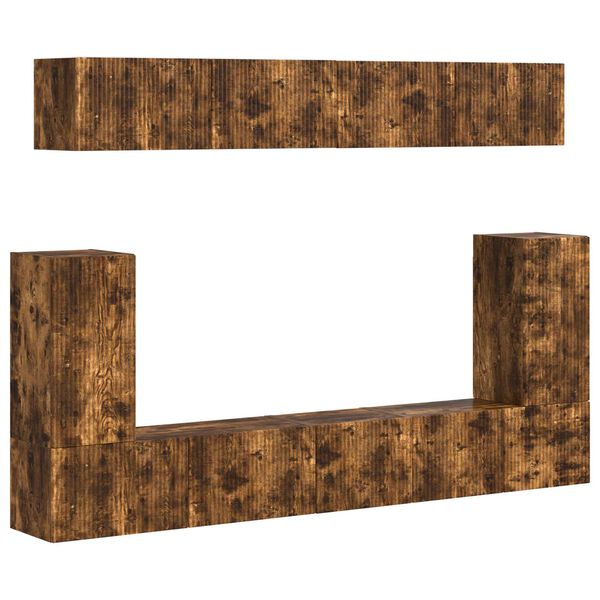 vidaXL TV szekr&eacute;ny garnit&uacute;ra 5 pcs F&uuml;st&ouml;lt t&ouml;lgy Faanyag