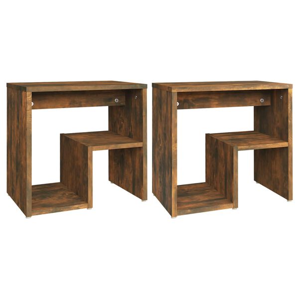 vidaXL 2 db füstös tölgy színű szerelt fa éjjeliszekrény 40x30x40 cm