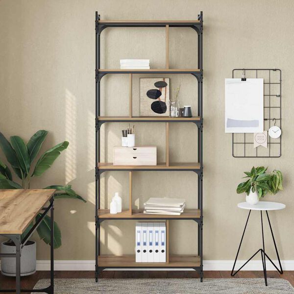 vidaXL K&ouml;nyvszekr&eacute;ny k&eacute;zműves t&ouml;lgy 76 x 32 x 192 cm Faanyag