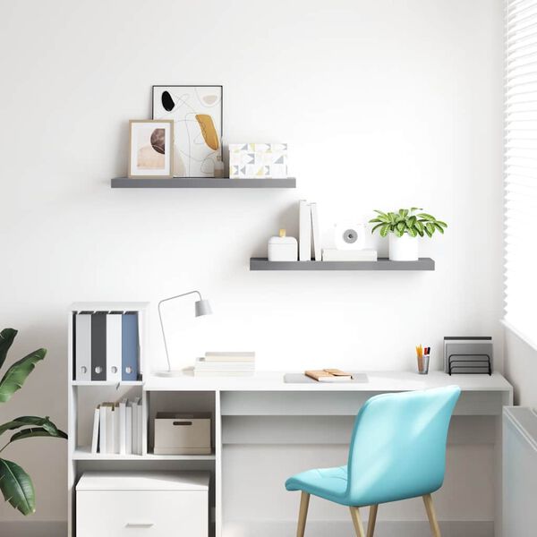 vidaXL 2 db sz&uuml;rke MDF lebegő fali polc 80 x 23,5 x 3,8 cm