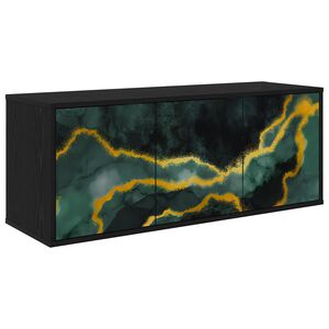 vidaXL Fals&iacute;that&oacute; TV Szekr&eacute;ny WIJHE 102 x 33 x 40 cm Fekete T&ouml;lgy