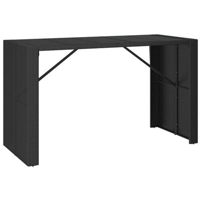vidaXL fekete polyrattan üveglapos bárasztal 185 x 80 x 110 cm