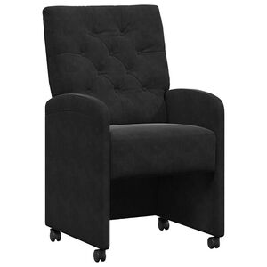 vidaXL Kerekes &Eacute;tkező Sz&eacute;kek 2 db B&aacute;rsony Fekete 58 x 67 x 97 cm