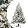 vidaXL Műfenyő vil&aacute;g&iacute;t&aacute;ssal &eacute;s g&ouml;mbk&eacute;szlettel Z&ouml;ld 240 cm PVC &eacute;s PE