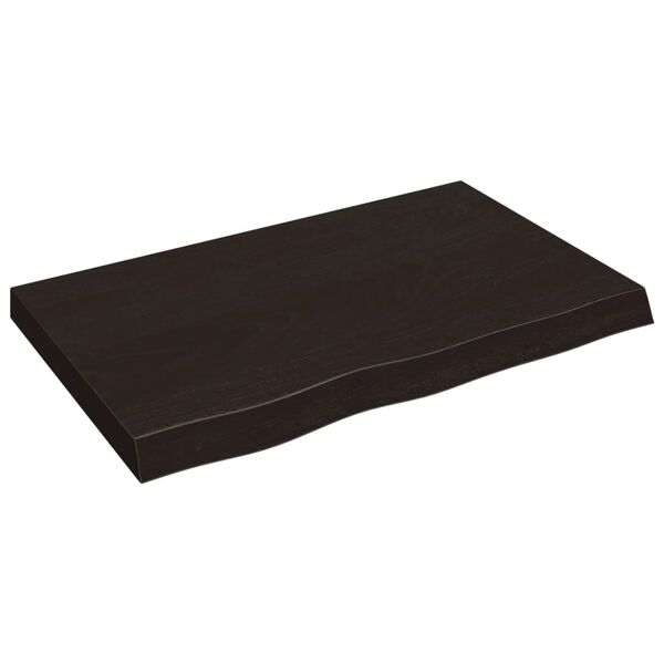 vidaXL sötétbarna kezelt tömör tölgyfa asztallap 80x50x(2-6) cm