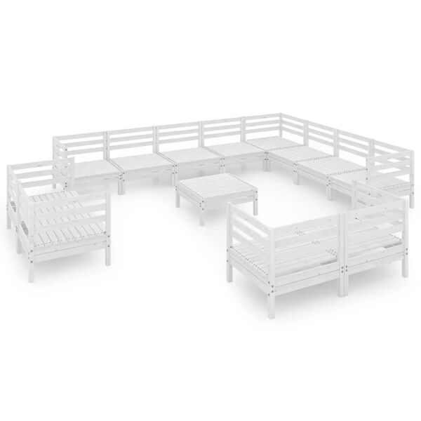 vidaXL 13 r&eacute;szes feh&eacute;r t&ouml;m&ouml;r fenyőfa kerti &uuml;lőgarnit&uacute;ra