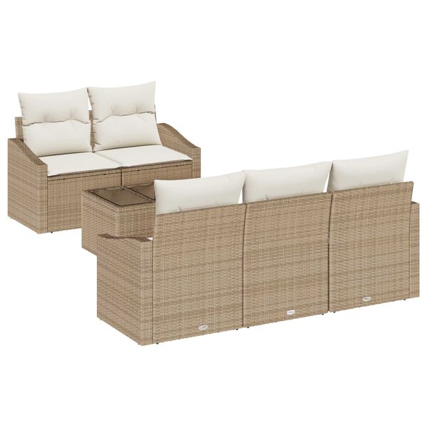 vidaXL Kanapé Szett párnával tárolóval 6 pcs Beige és krém polirattan