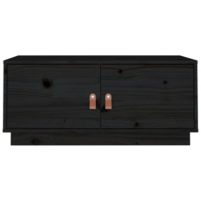 vidaXL fekete tömör fenyőfa dohányzóasztal 80 x 50 x 35 cm