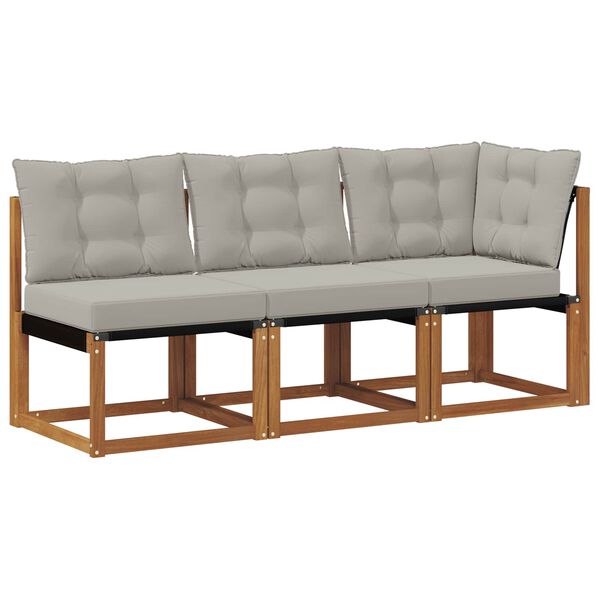 vidaXL K&uuml;lt&eacute;ri k&ouml;z&eacute;pső &eacute;s sarok kanap&eacute; p&aacute;rn&aacute;val 3 Darab Term&eacute;szetes