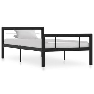 vidaXL fekete &eacute;s feh&eacute;r f&eacute;m &aacute;gykeret 90 x 200 cm