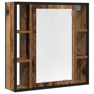vidaXL antik fa szerelt fa f&uuml;rdőszobai t&uuml;k&ouml;r 60 x 16 x 60 cm