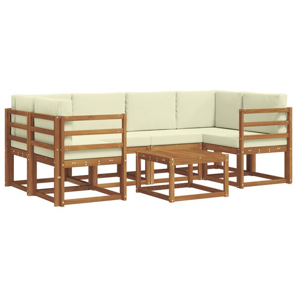 vidaXL K&uuml;lt&eacute;ri kanap&eacute; szett p&aacute;rn&aacute;val 7 pcs Term&eacute;szetes &eacute;s kr&eacute;msz&iacute;nű