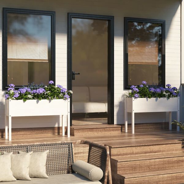 vidaXL 2 db fehér tömör fenyőfa kerti virágtartó 110 x 31 x 70 cm