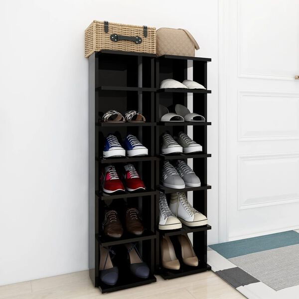 vidaXL 2 db magasf&eacute;nyű fekete cipősszekr&eacute;ny 27,5 x 27 x 102 cm