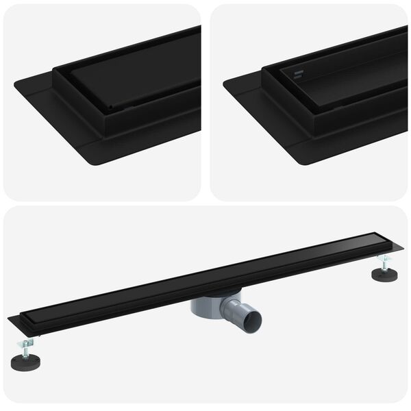 vidaXL Zuhanycsatorna 2 az 1-ben 360&deg;-os szifonnal Fekete 90 cm