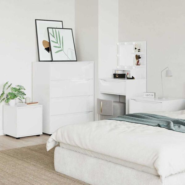 vidaXL F&uuml;rdőszoba Sz&eacute;k&eacute;ny Magas F&eacute;nyű Feh&eacute;r 40,5 x 40 x 44 cm Faanyag