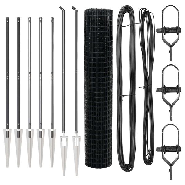 vidaXL Ker&iacute;t&eacute;s oszlopokkal Sz&uuml;rke 1,5 x 10 m Ac&eacute;l &eacute;s PVC