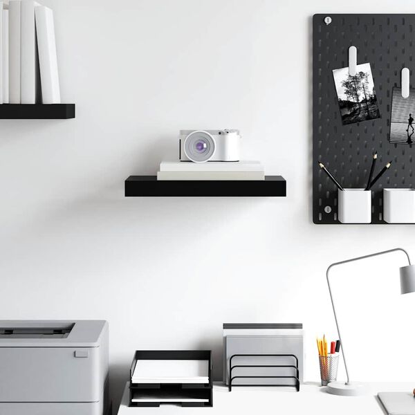 vidaXL fekete MDF lebegő fali polc 40 x 23 x 3,8 cm