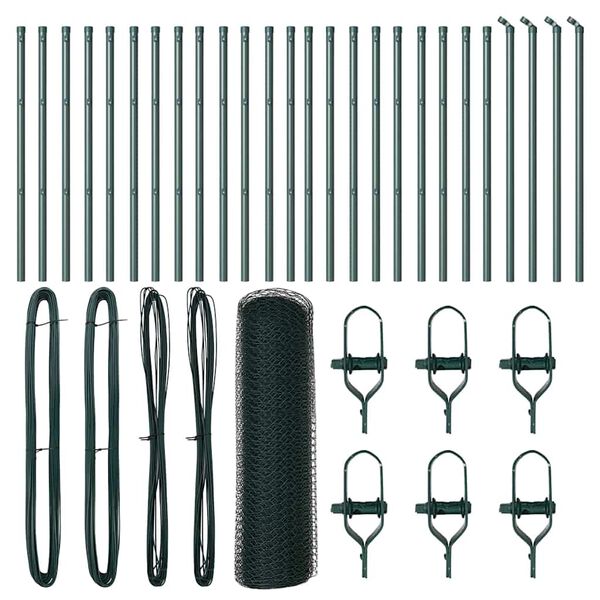 vidaXL Ker&iacute;t&eacute;soszlop Z&ouml;ld 50 x 0,8 m (25 mm h&aacute;l&oacute;) Ac&eacute;l &eacute;s PVC