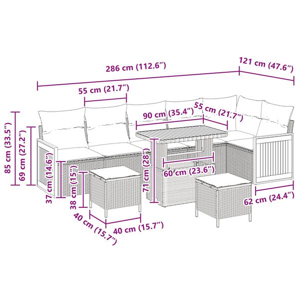 vidaXL Kerti Kanap&eacute; Szett p&aacute;rn&aacute;val 11 pcs Fekete polirattan