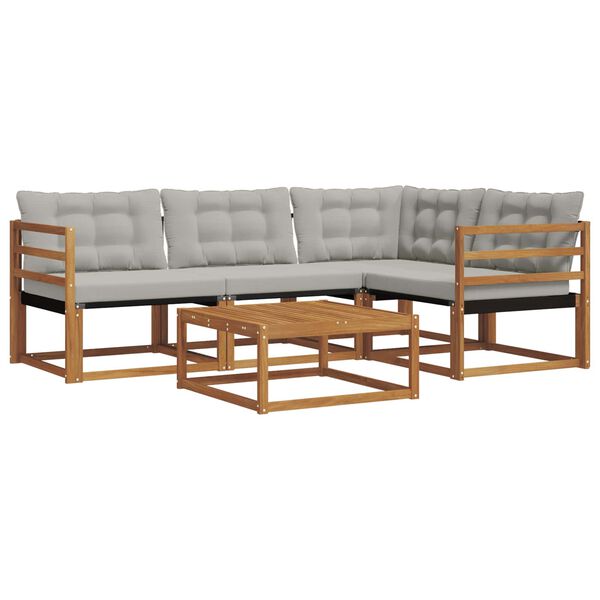 vidaXL K&uuml;lt&eacute;ri kanap&eacute; szett 5 pcs Term&eacute;szetes &eacute;s Vil&aacute;gossz&uuml;rke