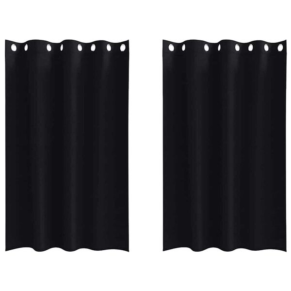 vidaXL Fekete F&uuml;gg&ouml;ny Gyűrűkkel 2 pcs Fekete 175 x 140 cm Poli&eacute;szter
