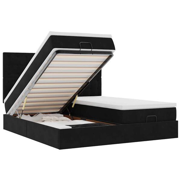 vidaXL Ottom&aacute;n &aacute;gykeret matracokkal Fekete 200x200cm b&aacute;rsony