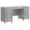 vidaXL Asztal polcokkal Sz&uuml;rke Sonoma 142,5 x 50 x 75 cm Szerelt Fa