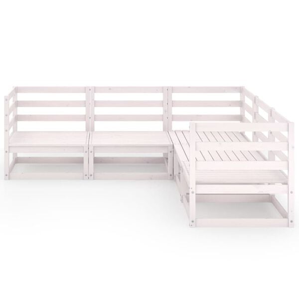 vidaXL 5 r&eacute;szes feh&eacute;r t&ouml;m&ouml;r fenyőfa kerti &uuml;lőgarnit&uacute;ra