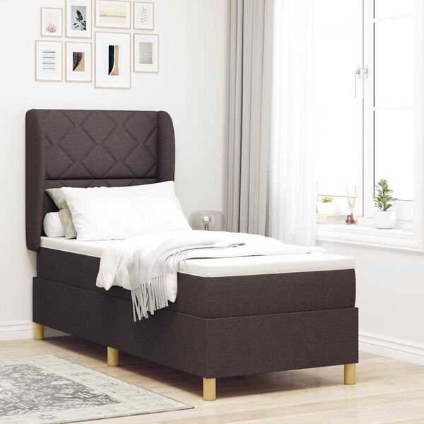 vidaXL Boxspring &aacute;gy matraccal S&ouml;t&eacute;tsz&uuml;rke 90x190 cm Sz&ouml;vet s&ouml;t&eacute;tbarna