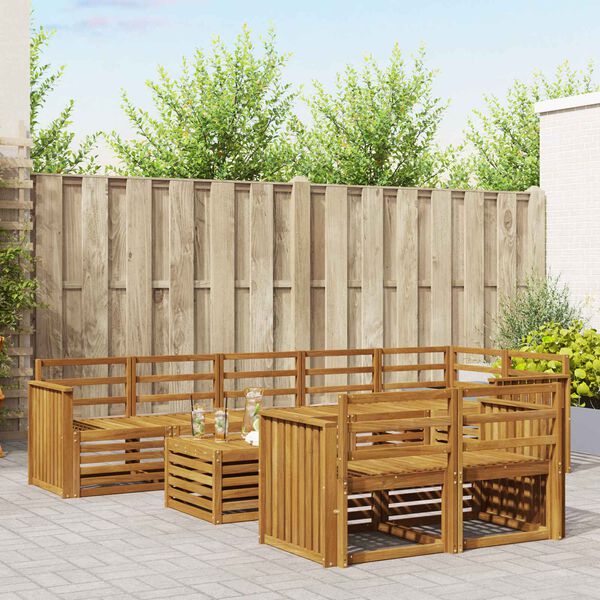 vidaXL &Uuml;lőgarnit&uacute;r&aacute;k 9 pcs Term&eacute;szetes T&ouml;m&ouml;r Ak&aacute;cfa