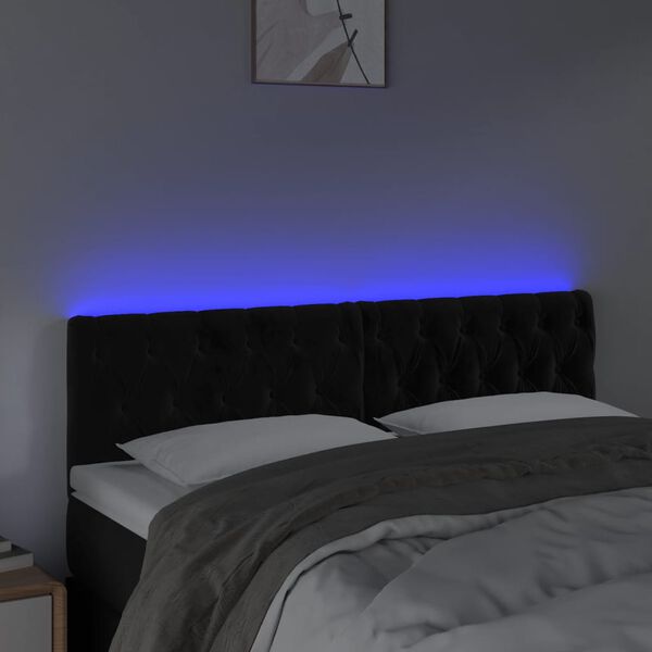 vidaXL fekete b&aacute;rsony LED-es fejt&aacute;mla 160 x 7 x 78/88 cm
