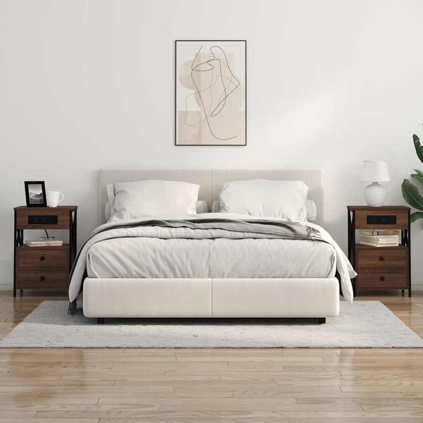 vidaXL &Eacute;jjeliszekr&eacute;ny fi&oacute;kkal Barna T&ouml;lgy 40 x 31 x 60 cm Faanyag